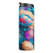 Sinaasappel en Blauw 3D Bloemen Thermosbeker (Geroteerd rechts)