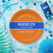 Sinaasappel en blauw aangepast Afstuderen Bord (Feest)