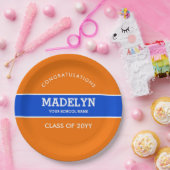 Sinaasappel en blauw aangepast Afstuderen Bord (Feest)