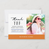 Sinaasappel en blauw Afstuderen Foto Hartelijk dan Bedankkaart (Voorkant)