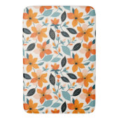 Sinaasappel en blauw gebladerte en bloemen badmat (Voorkant Verticaal)