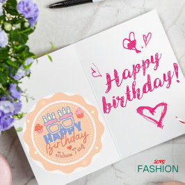 Sinaasappel en blauw kleurrijke speelse verjaardag ronde sticker