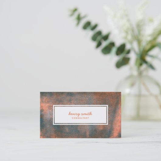 Sinaasappel en Blauw Rolled Ink Trendy Modern Visitekaartje (Staand voorkant)