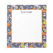 Sinaasappel en Blauwe Chinoiserie Vogels Notitieblok (Voorkant)