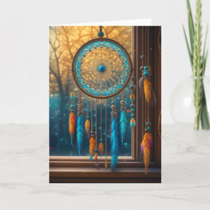 Sinaasappel en Blauwe Dreamcatcher in een Desert W Kaart