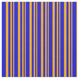 Sinaasappel en Blauwe Lijnenpatroon Stof