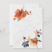 Sinaasappel en blauwe waterverf herfst florale bru save the date (Achterkant)