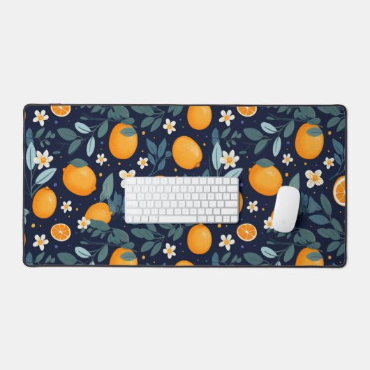 Sinaasappel en Bloemen Delight Pattern Bureaumat (Keyboard & Muis)