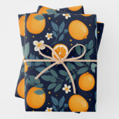 Sinaasappel en Bloemen Delight Pattern Inpakpapier Vel (In situ)