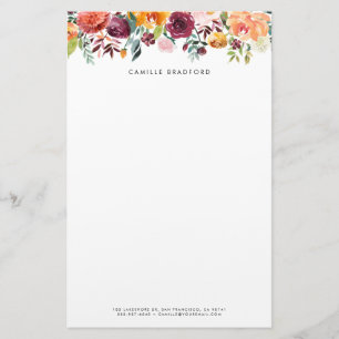 Sinaasappel en Bourgogne Floral Garland Autumn Flo Briefpapier