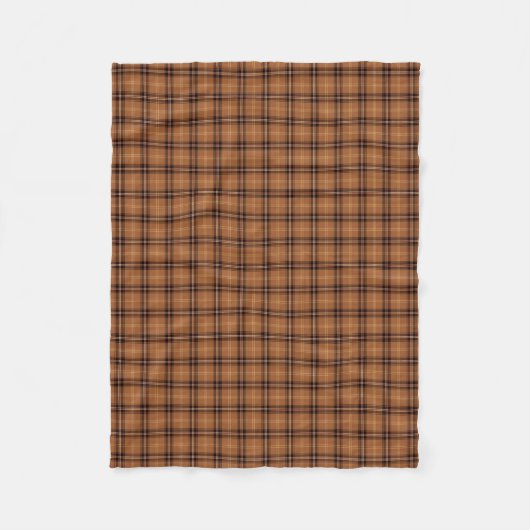 Sinaasappel en Bruin Rustiek Plaid Pattern Fleece Deken (Voorkant)