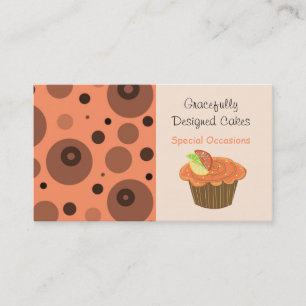 Sinaasappel en bruine fruitcupcake visitekaartje