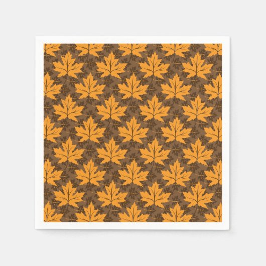 Sinaasappel en bruine herfst, roosterbladeren servetten (Voorkant)