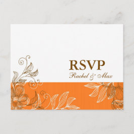 Sinaasappel- en bruine RSVP-Briefkaart Uitnodiging Briefkaart