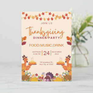 Sinaasappel en Cream Minimalistische Thanksgiving  Kaart