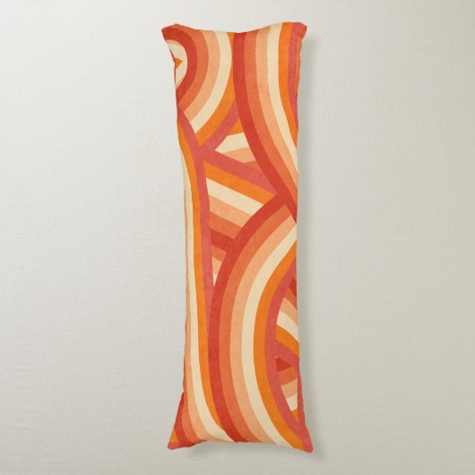 Sinaasappel en Cream Retro Rainbow Stripes Pattern Lichaamskussen (Voorkant Verticaal)