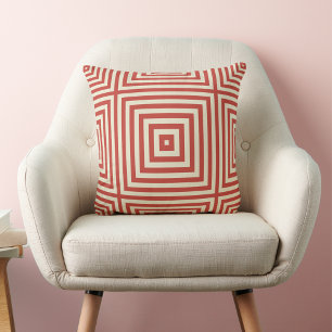 Sinaasappel en Crème Geometrische Print Sierkussen