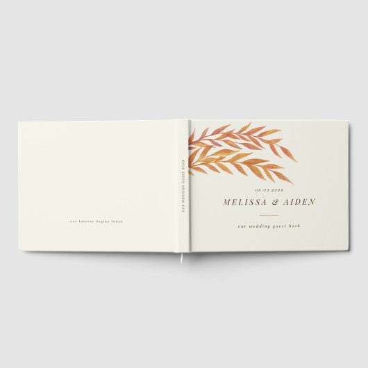 Sinaasappel en Crème Herfst Tak Bruiloft Gastenboek (Volledig)