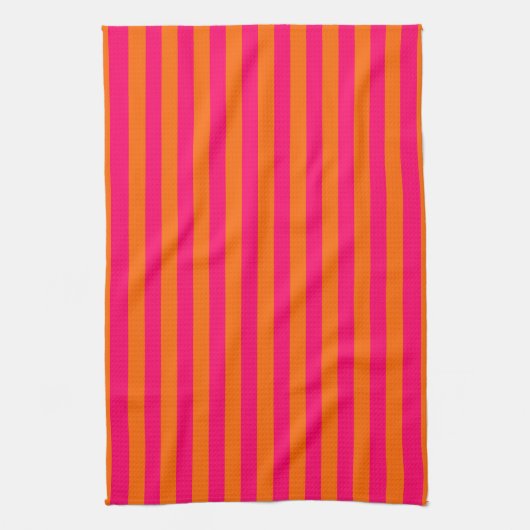 Sinaasappel en Fuchsia Stripe Theedoek (Verticaal)