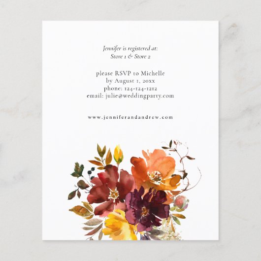 Sinaasappel en geel Herfst Floral Vrijgezellenfees Flyer (Achterkant)