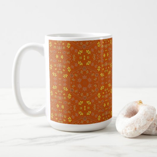 Sinaasappel en Geel Ontwerp Grote Mok (Met donut)