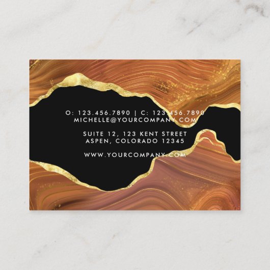 Sinaasappel en goudblauw Visitekaartje (Achterkant)