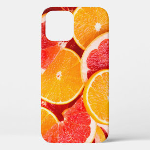 Sinaasappel- en grapefruitachtergrond, vers, rijp iPhone 12 hoesje