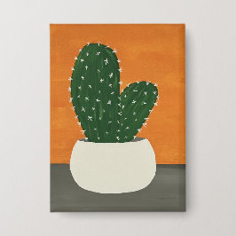 Sinaasappel en grijs Acryl Potted Cactus Button