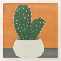 Sinaasappel en grijs Acryl Potted Cactus