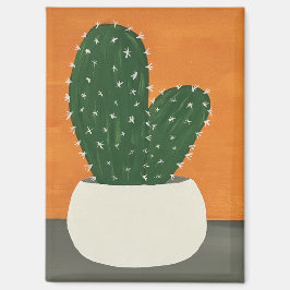 Sinaasappel en grijs Acryl Potted Cactus Magneet