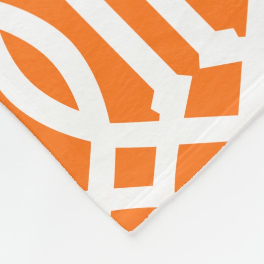 Sinaasappel en grijs trellis patroonmonogram fleece deken (Hoek)