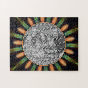 Sinaasappel en groen Abstract Lijst Uw foto toevoe Legpuzzel