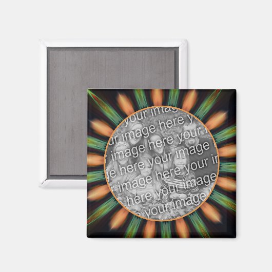 Sinaasappel en groen Abstract Lijst Uw foto toevoe Magneet (Voorkant / Achterkant)