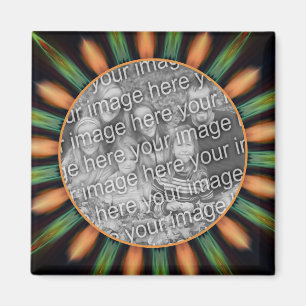 Sinaasappel en groen Abstract Lijst Uw foto toevoe Magneet