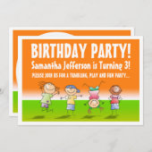 Sinaasappel en Groen Tumbling Gym Feestuitnodiging Kaart (Voorkant / Achterkant)