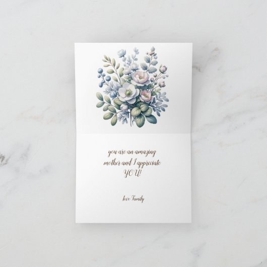 Sinaasappel en groene bloem Happy Moederdag Bedankkaart (Binnen)