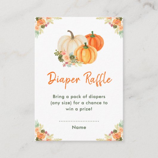 Sinaasappel en Groene Pompoen Baby shower Luier Ra Informatiekaartje (Voorkant)