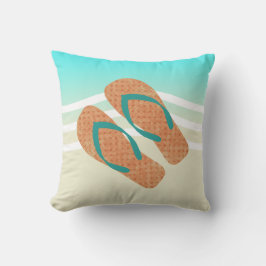 Sinaasappel en groene Teenslippers Aqua Beach Wave Buitenkussen