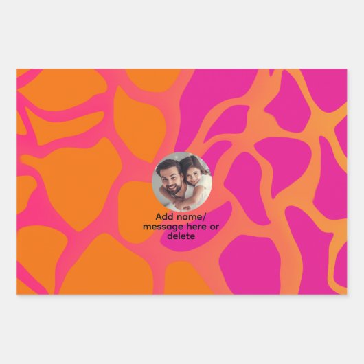 Sinaasappel en Hot Pink Photo Gradient Wrapping Pa Inpakpapier Vel (Voorkant)