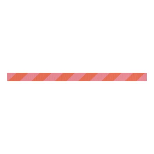 Sinaasappel en koraal roze brede streep grosgrain lint (Voorkant)