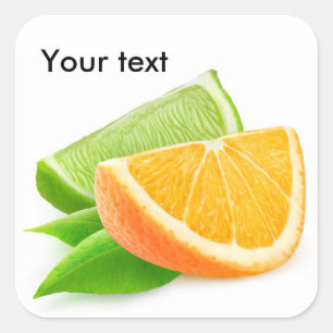 Sinaasappel en limoen vierkante sticker
