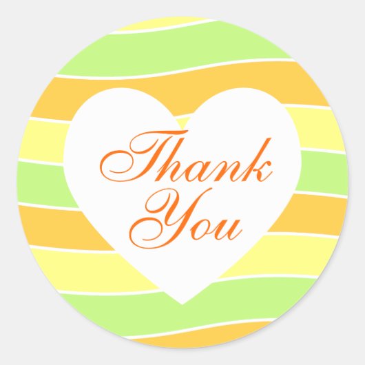 Sinaasappel en Limoen Yellow Wavy Stripe Dank u Ronde Sticker (Voorkant)