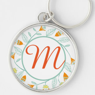 Sinaasappel en Mint Floral Garland Folk Art Sleutelhanger