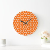 Sinaasappel en Peach Retro 60s Floral Pattern Grote Klok (Huis)