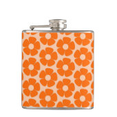 Sinaasappel en Peach Retro 60s Floral Pattern Heupfles (Voorkant)