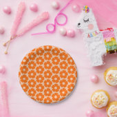 Sinaasappel en Peach Retro 60s Floral Pattern Papieren Bordje (Feest)