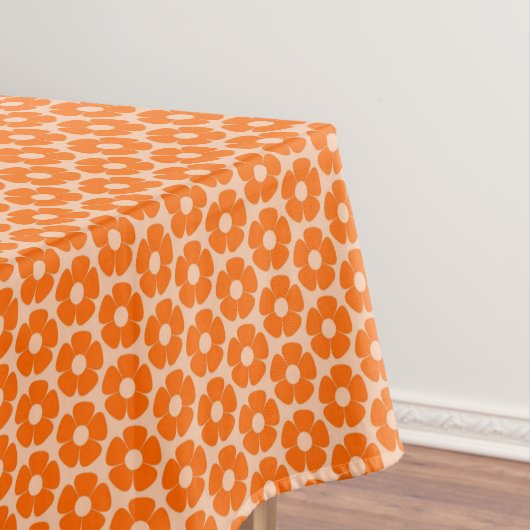 Sinaasappel en Peach Retro 60s Floral Pattern Tafelkleed (Voorbeeld)