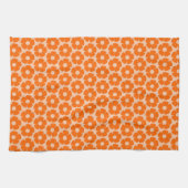 Sinaasappel en Peach Retro 60s Floral Pattern Theedoek (Horizontaal)