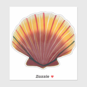 Sinaasappel en Red Scallop Shell Sticker