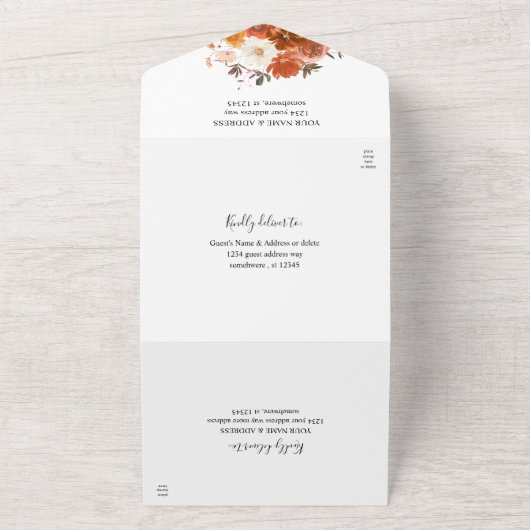 Sinaasappel en rode Herfst All In One Uitnodiging (Buitenkant)